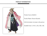 Shunsui Kyoraku BLEACH TYBW Cosplay Costume showcased in a vibrant five-piece outfit with printed robe.