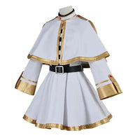 Frieren Cosplay Costume Set featuring dress, wig, elf ears, and earrings for anime enthusiasts.