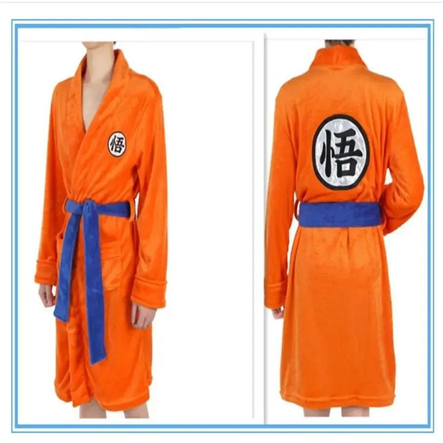 Dragon Ball Goku Flannel Anime Cosplay Bathrobe warm unisex home pajamas autumn winter