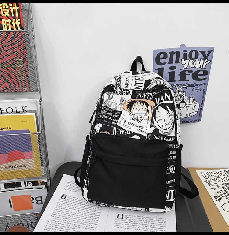 One Piece Luffy Anime Backpack school laptop travel bag men women bold print gift