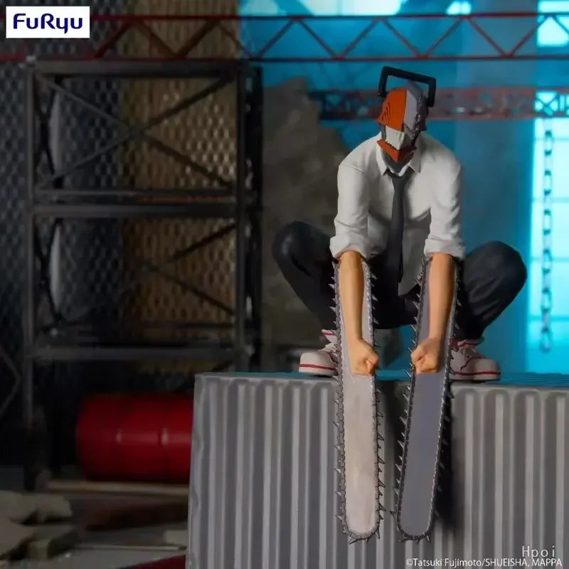 A posable Chainsaw Man Denji Figure and Power action model (1560) made of PVC, featuring interchangeable parts for an adult collectible display.