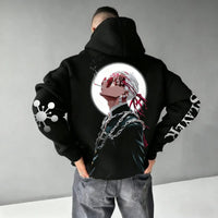 Demon Slayer Parent-Child Cotton Hoodie featuring an anime character design on the back in an oversized fit.