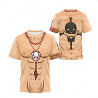 Luffy Cosplay T-Shirt One Piece 3D Printed Kids worn by child model casual summer outfit anime convention streetwear