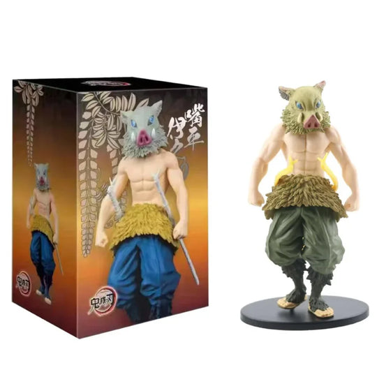 A high-quality Demon Slayer Action Figure PVC model collection featuring Kamado Tanjirou, Agatsuma Zenitsu, and Nezuko in dynamic warrior poses.