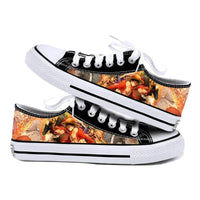One Piece Anime Low Top Canvas Sneakers flat lay pair printed anime canvas couple birthday gift