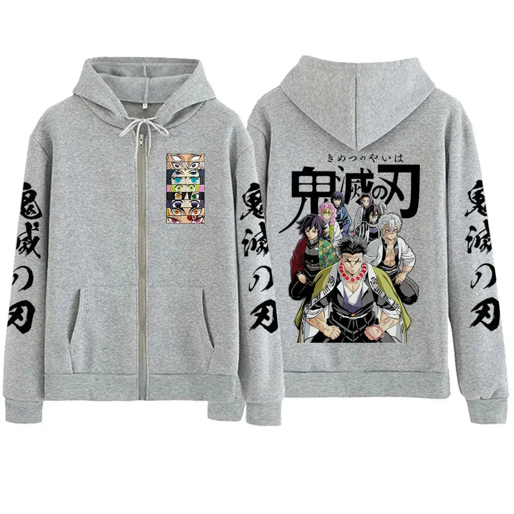 Demon Slayer Zipper Hoodie | 2025 Harajuku Streetwear – Infinite