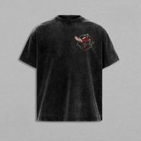 Denji Chainsaw Man Dark Manga Washed T-Shirt showcasing front and back design with Harajuku style.