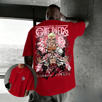 One Piece Doflamingo Hip Hop Anime T-Shirt back view loose cotton unisex summer anime street