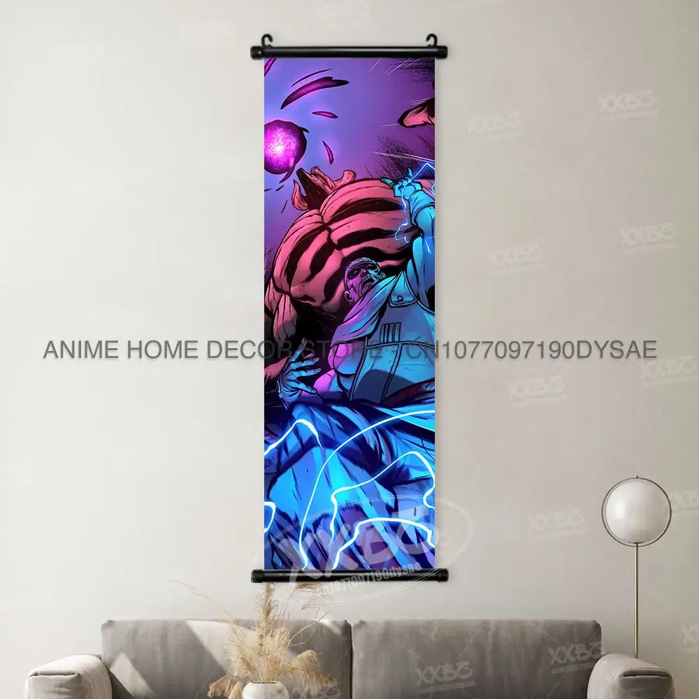 High-definition Naruto Posters hanging scroll featuring Uzumaki Naruto, Uchiha Sasuke, and Madara for anime home wall decoration.