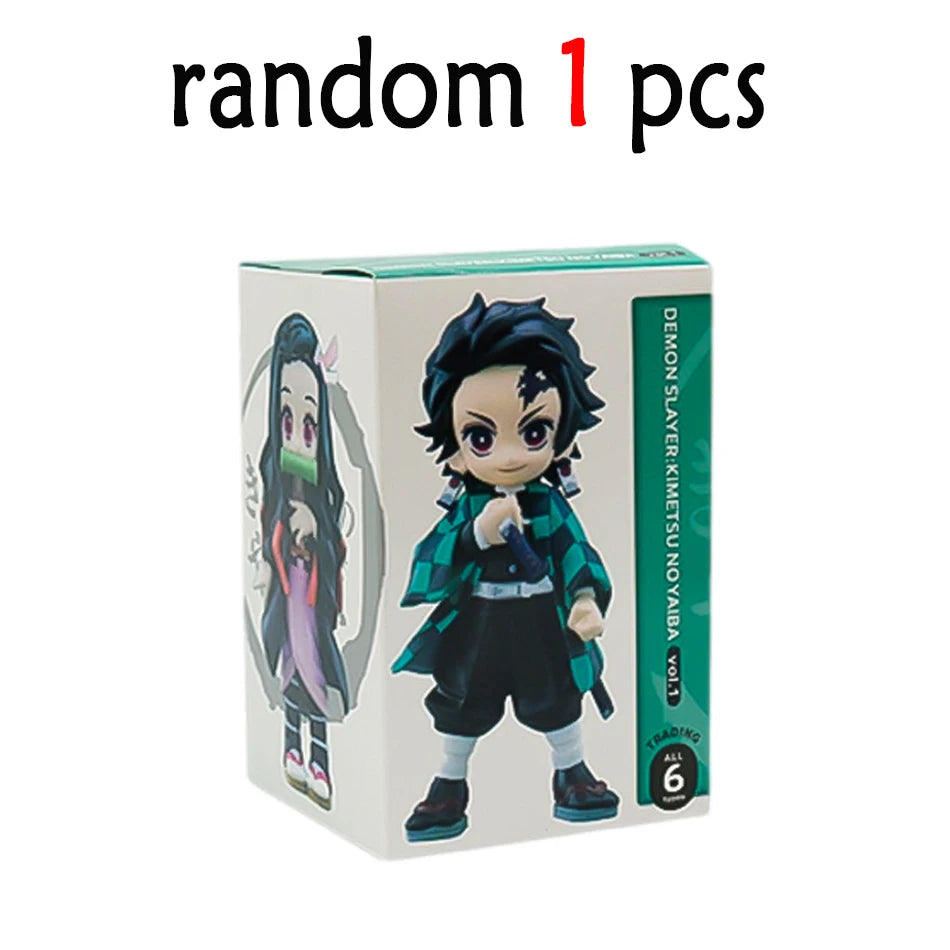 Demon Slayer Tanjiro Nezuko Blind Box PVC Figure Bandai 10cm statue ornament birthday Christmas gift