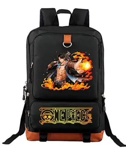 One Piece Luffy Printed Unisex Backpack featuring vibrant design with Luffy character and bold logo, ideal for school and travel.