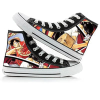 One Piece Anime Canvas Shoes Luffy Zoro hand-painted high top sneakers boys girls casual