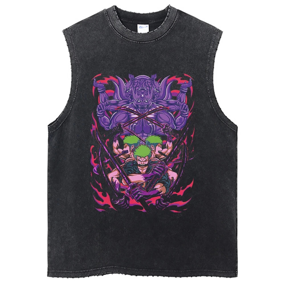 One Piece Vintage Washed Graphic Tank Top | Cotton Streetwear