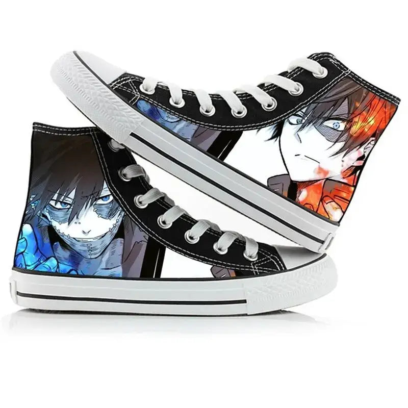 Breathable My Hero Academia Canvas Shoes featuring Izuku Midoriya anime art, designed as comfortable high-top student sneakers.