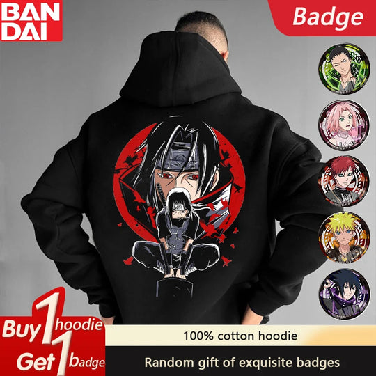 Naruto Sasuke Pure Cotton Anime Loose Hoodie Bandai 2026 unisex autumn winter fashion sweater