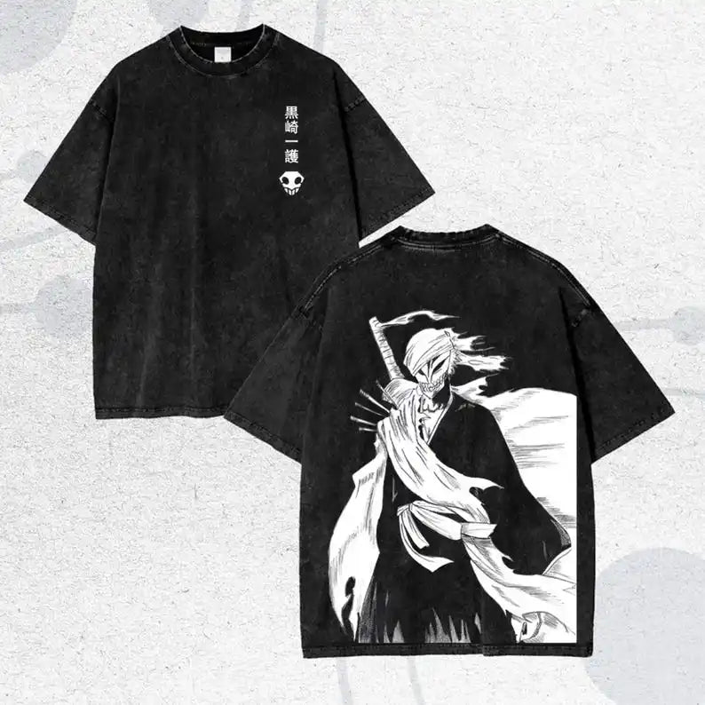 Ichigo Kurosaki Hollow Mask Washed T-Shirt | BLEACH Streetwear