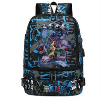 One Piece Anime Polyester School Travel Backpack featuring vibrant artwork and stylish design for teens.