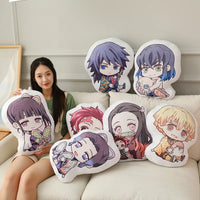 Demon Slayer Nezuko Kawaii Stuffed Plush Doll displayed on sofa anime cushion decoration gift