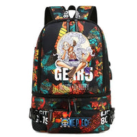 One Piece Anime Polyester School Travel Backpack featuring vibrant artwork and stylish design for teens.