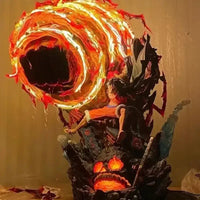 A dynamic Luffy Gear 3 Figure made of PVC, featuring glowing LED Red Roc fire effects, designed as a GK anime collectible statue.