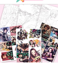 Demon Slayer Anime Colouring Book Children DIY hand-drawn line drawing graffiti creative gift