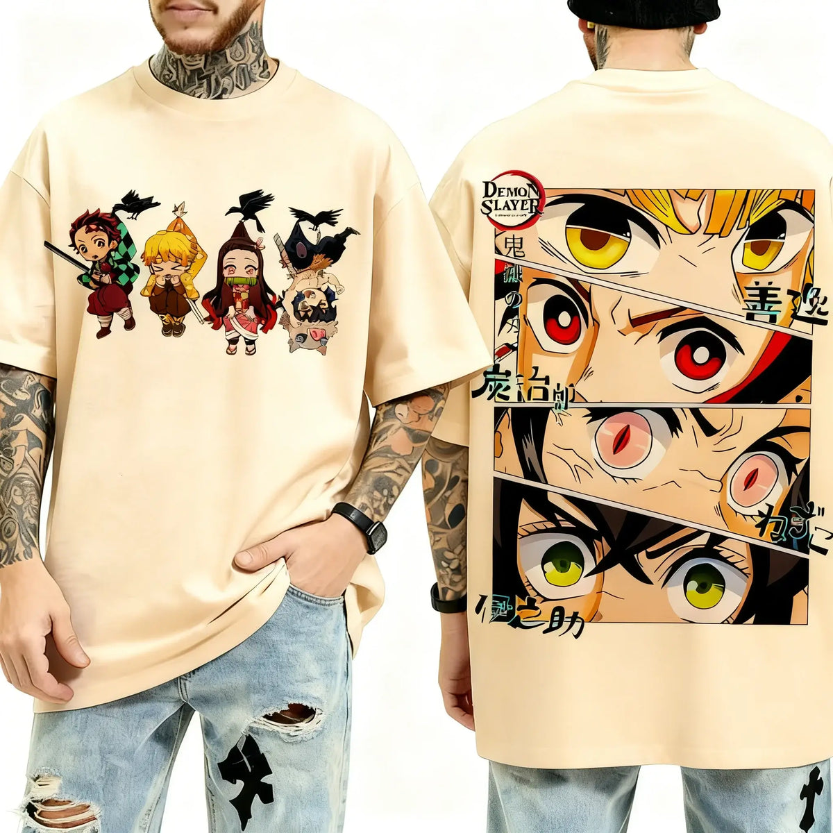 Demon Slayer Y2K Harajuku Anime T-Shirt large size streetwear parent-child summer casual top