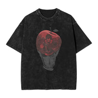 L Lawliet T-Shirt Death Note vintage washed cotton graphic tee with oversized fit O-neck collar and drop-shoulder short sleeves front view