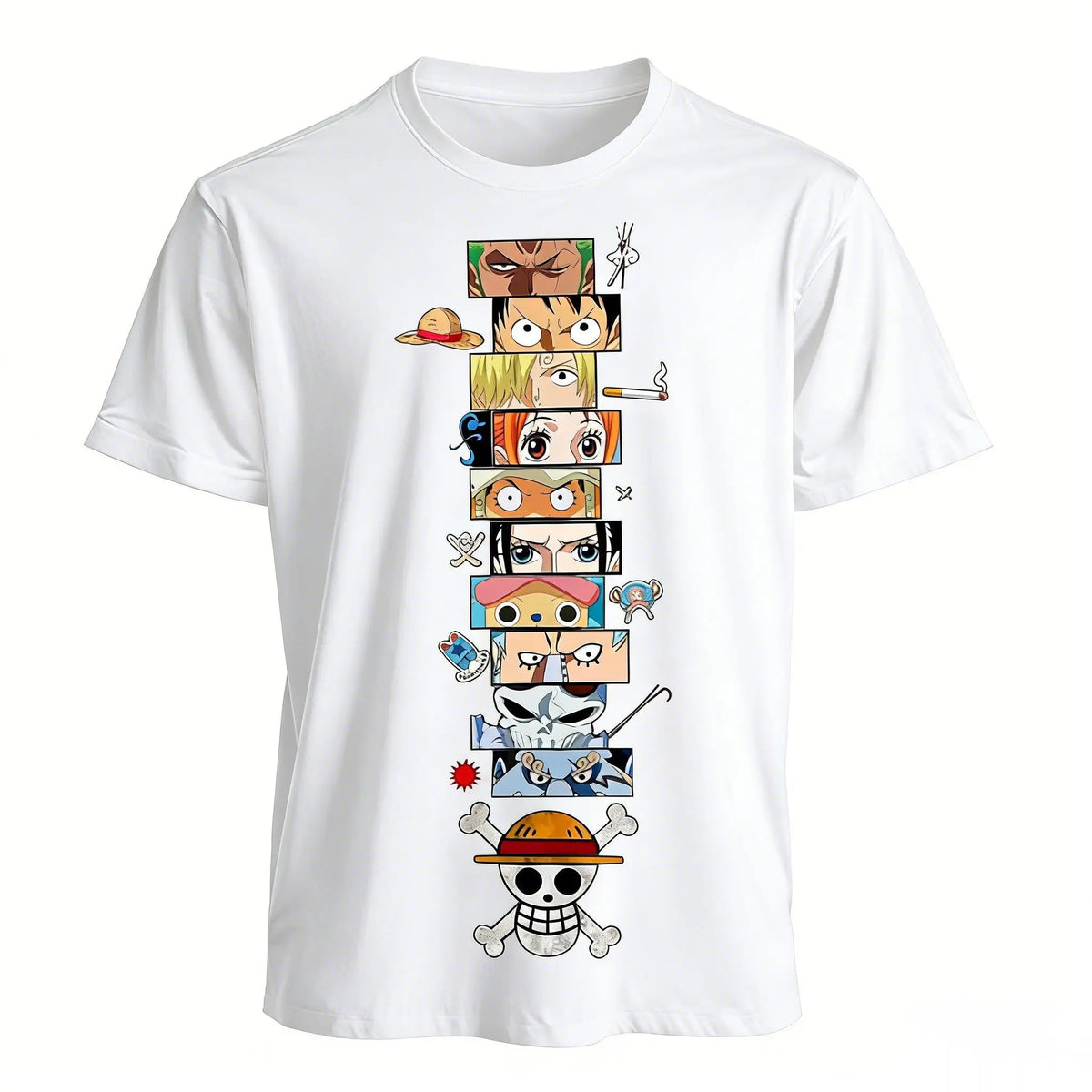 Luffy Zoro Ace T-Shirt One Piece Vintage Harajuku back view casual oversized streetwear anime summer style