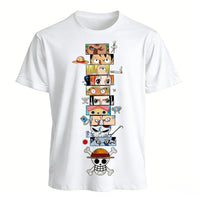 Luffy Zoro Ace T-Shirt One Piece Vintage Harajuku back view casual oversized streetwear anime summer style
