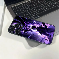 A soft TPU Solo Leveling Phone Case featuring Sung Jinwoo anime art, compatible with Apple iPhone 16, 15, and 14 Pro Max.