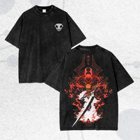 Bleach T-Shirt Vintage Washed Anime Streetwear oversized nylon-cotton blend Y2K hip-hop Bleach anime graphic washed finish applique unisex S to XXXL front view