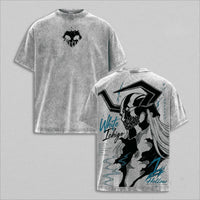 Ichigo Kurosaki Bleach Manga Washed T-Shirt featuring White Ichigo design, vintage anime style, and soft cotton material.