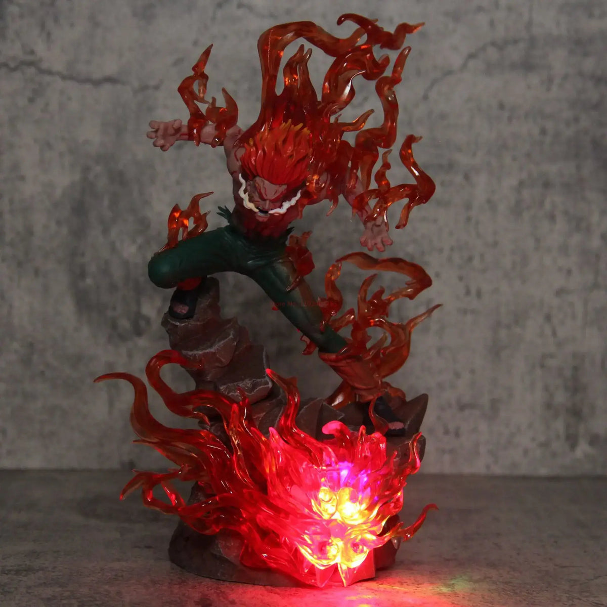 A premium Might Guy Luminous Figure showing the Night Guy Eight Inner Gates attack, glowing vibrantly on a gaming desktop.