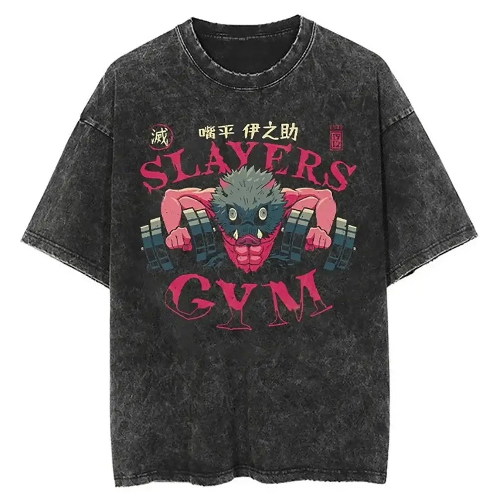 Acid Washed TShirt Streetwear Oversized Anime Graphic Tee