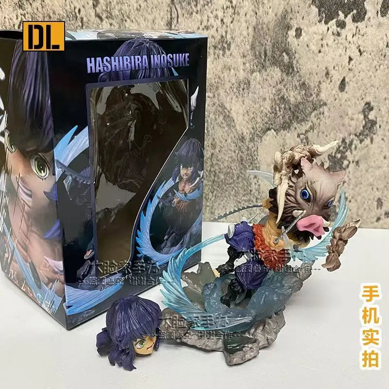 A detailed G5 Robot style Inosuke Action Figure featuring Mecha armor design and dual jagged swords for Demon Slayer collection.