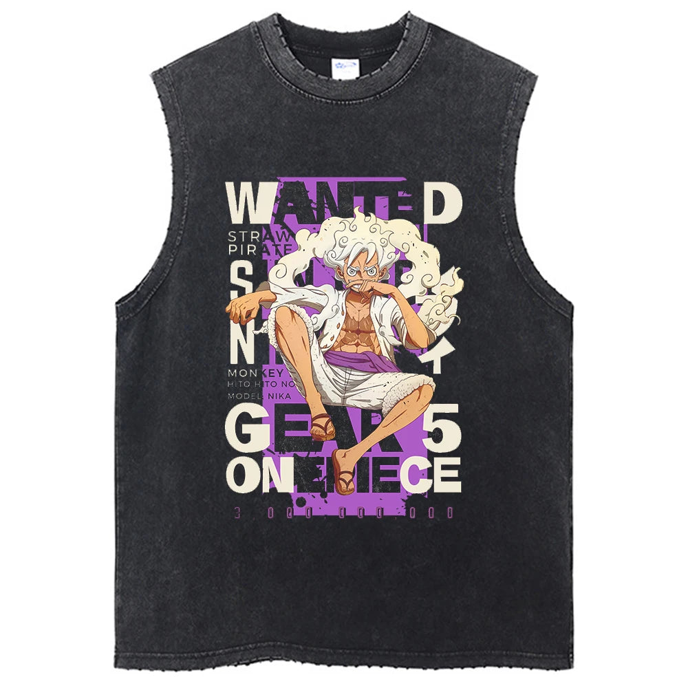 One Piece Vintage Washed Graphic Tank Top | Cotton Streetwear