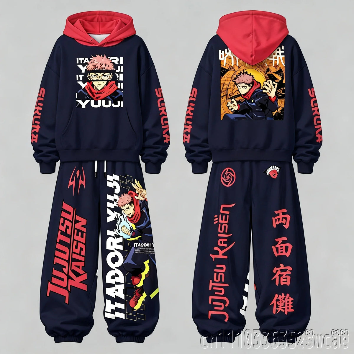 Jujutsu Kaisen Family Hoodie Pants Set | Adult & Kids