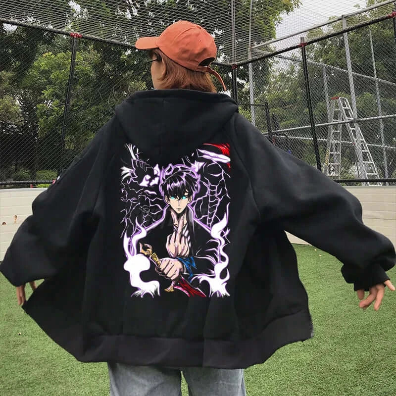 Solo Leveling Graphic Hoodie | Sung Jin Woo Zip-Up – Infinite