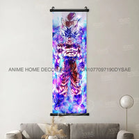 High-definition Dragon Ball Posters hanging scroll wall art featuring Son Goku, Vegeta, and Frieza printed on canvas for home decor.