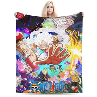 Stay warm with this One Piece Luffy Blanket! 🏴‍☠️ Premium knitted fleece throw for beds and sofas. Soft anime home decor. Shop the trend now!