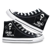 Pair of Jujutsu Kaisen Canvas Shoes featuring Gojo Satoru and Fushiguro Megumi creative cartoon patterns, designed as fashion high-top sneakers.