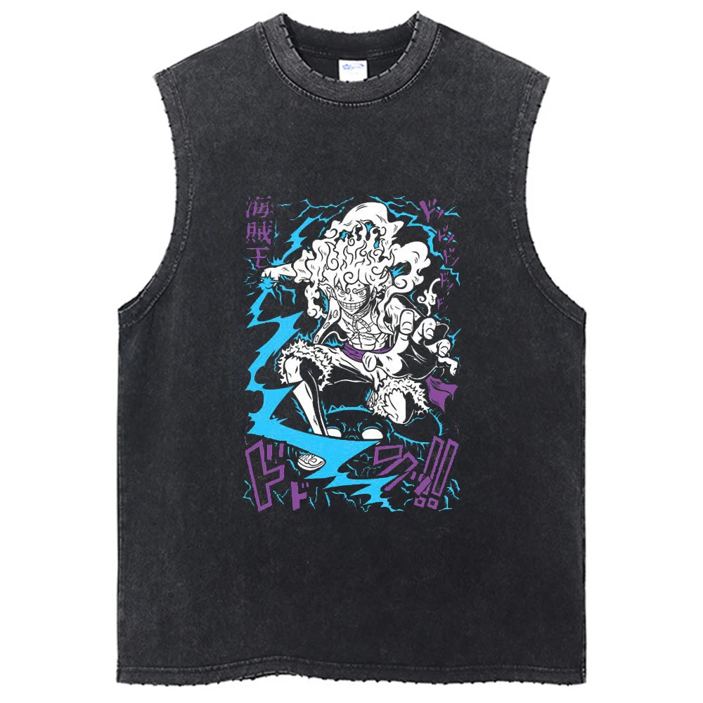 One Piece Vintage Washed Graphic Tank Top | Cotton Streetwear