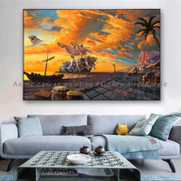 A high-quality Monkey D Luffy HD Poster printed on canvas, featuring Japanese anime art suitable for bar and home wall decoration.