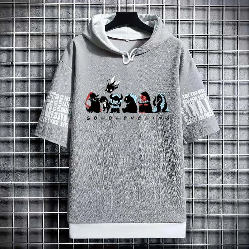 Solo Leveling Anime Graphic T-Shirt Korean Fashion black manga short sleeve men breathable