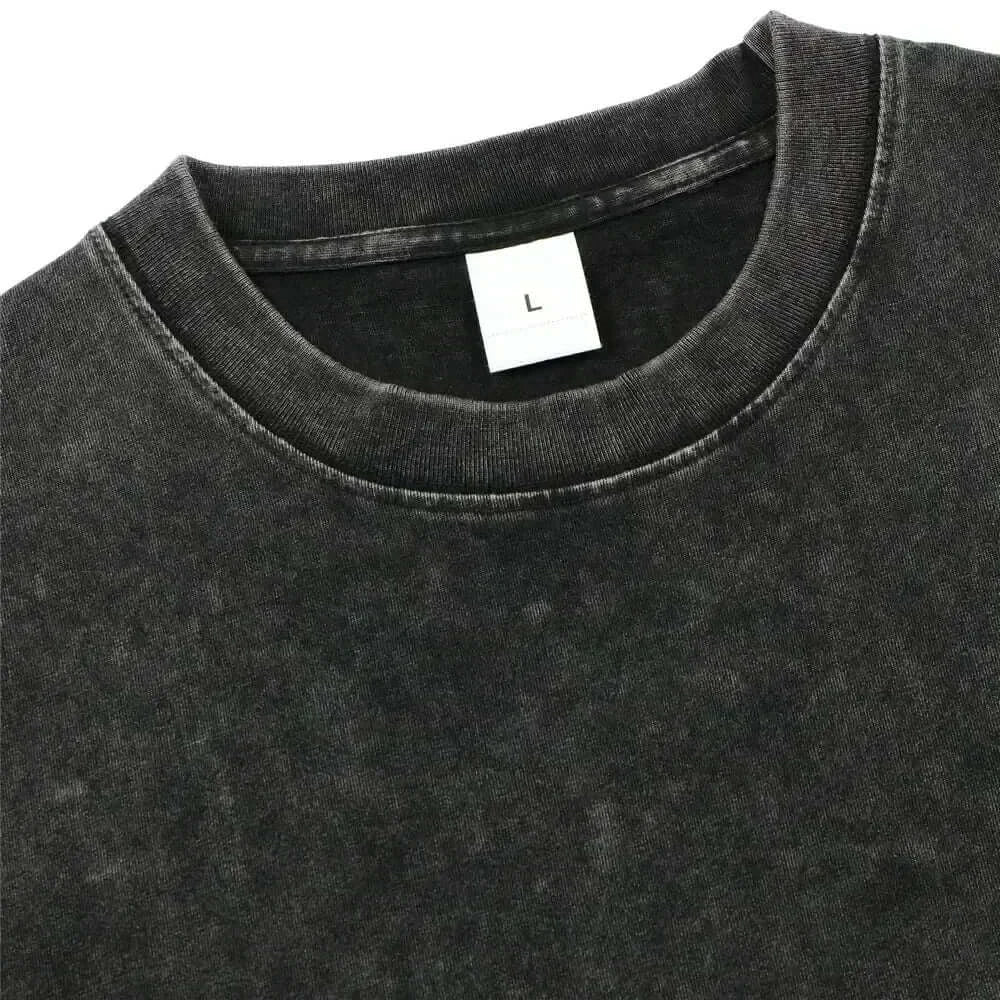 Close-up of the collar area of a Fullmetal Alchemist Vintage Washed Hip Hop T-Shirt in size L.