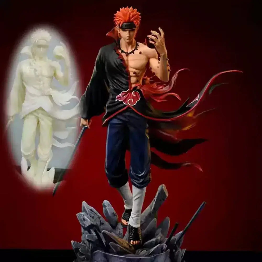 Close-up of Naruto Pain PVC Statue Figurine Rinnegan eyes and Akatsuki detail 23CM anime figure