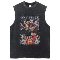 One Piece Vintage Washed Graphic Tank Top | Cotton Streetwear