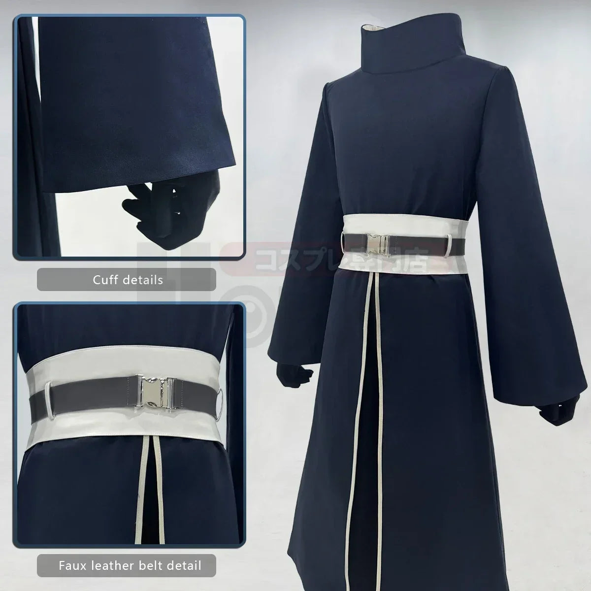 Uchiha Obito Cosplay Costume Set showcasing cuff details and faux leather belt design, perfect for conventions and cosplay.