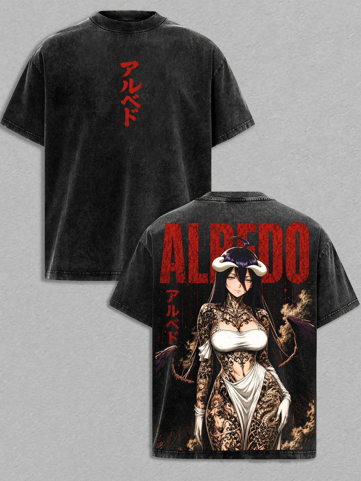 Albedo Overlord Vintage Washed T-Shirt | Harajuku Streetwear
