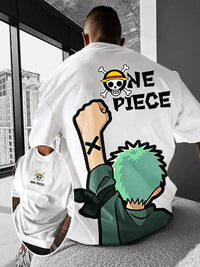 One Piece Graphic T-Shirt: Luffy & Zoro Oversized Streetwear